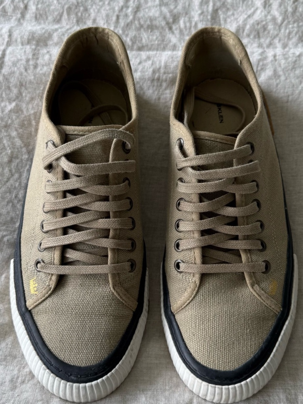 Osklen Brazilian Brand Canvas Sneakers – Beige Minimal Style – Size 8.5